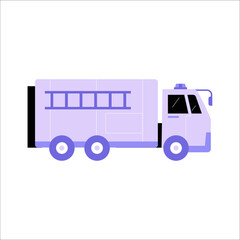 Fire Truck Side View In Flat Vector Illustration Symbolizing Emergency Services, Rescue Operations, And Safety, Isolated On White Background.