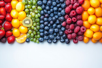 Promoting national nutrition month with vibrant colorful fruits supporting healthy diet copy space