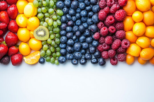 Promoting national nutrition month with vibrant colorful fruits supporting healthy diet copy space