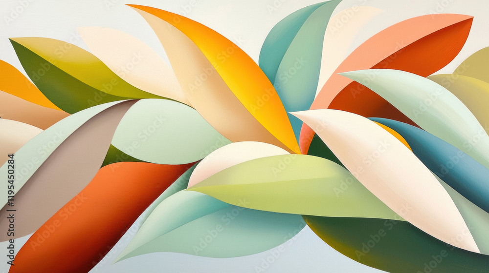 Poster vibrant abstract artwork featuring colorful, flowing shapes in various hues. design showcases harmon