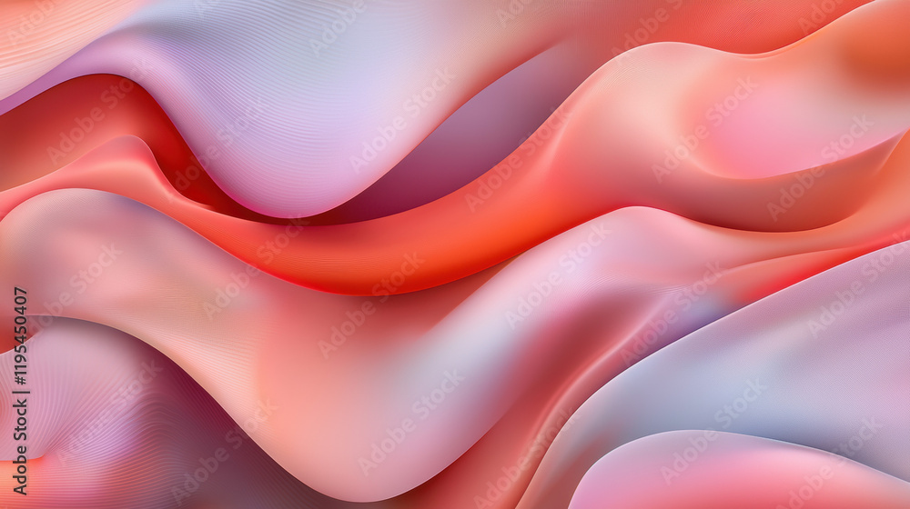 Aufkleber soft waves of pink and coral blend seamlessly, creating soothing abstract background. gentle curves 