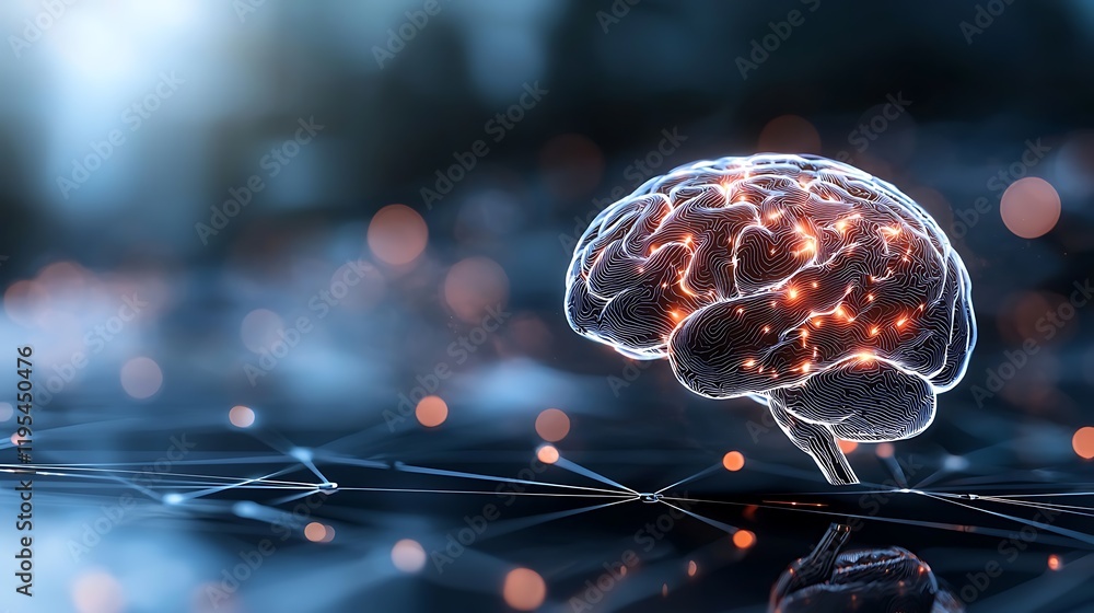 Poster an abstract and futuristic image depicting a glowing vibrant neural network collapsing and breaching