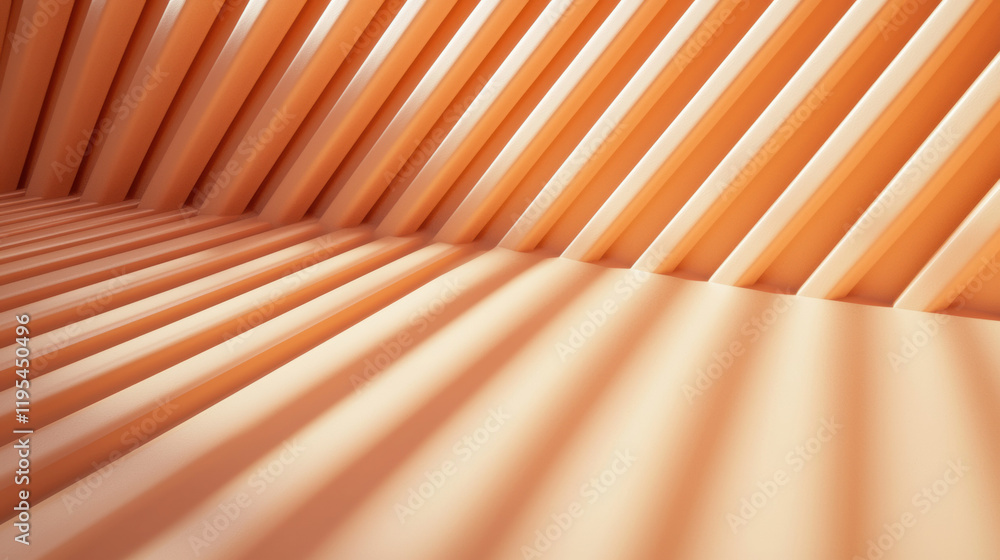 Aufkleber soft orange interior with diagonal lines and shadows creating depth