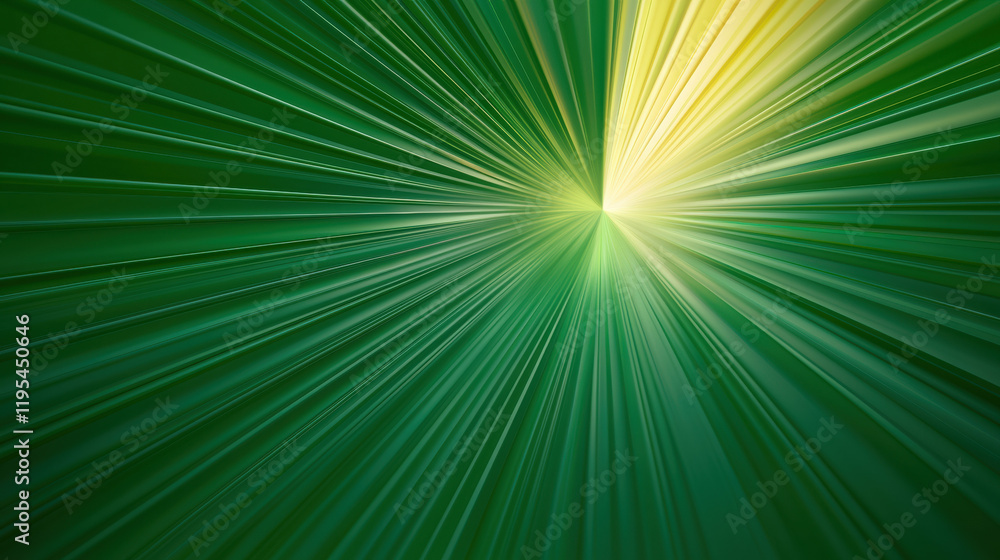 Aufkleber Vibrant green and yellow rays radiate from central point, creating dynamic and energetic visual effect