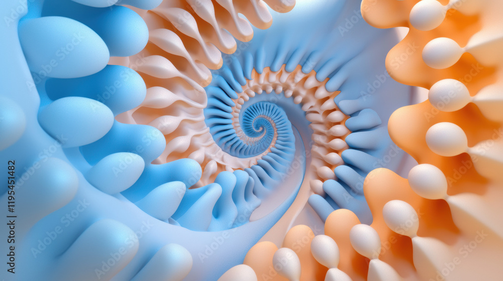 Aufkleber vibrant spiral pattern with soft blue and orange shapes creates mesmerizing visual effect