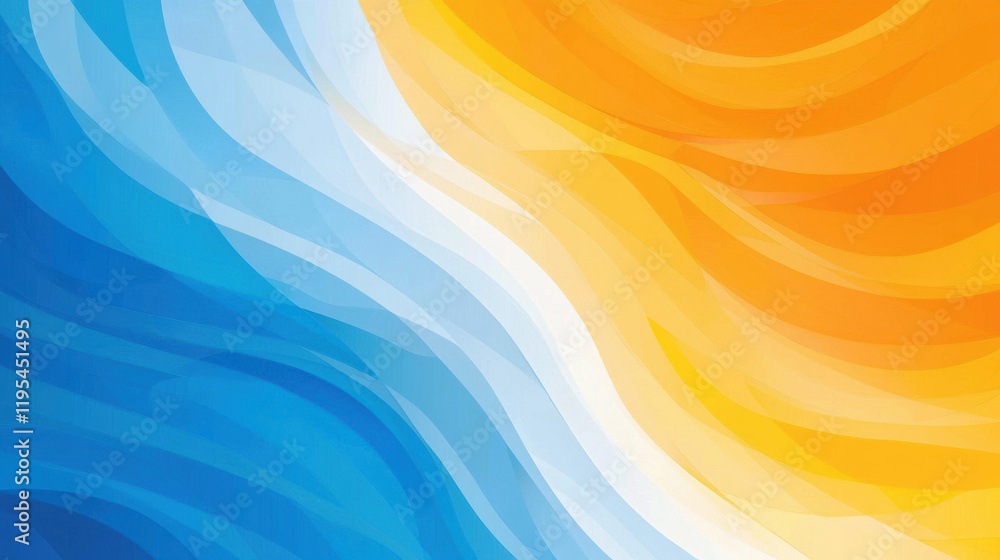 Aufkleber vibrant abstract waves in blue and orange hues create dynamic visual flow