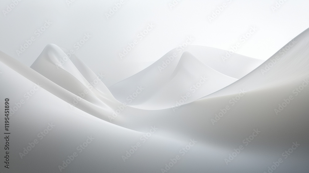 Aufkleber smooth white curves create serene landscape of gentle hills and soft textures