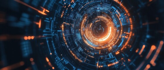 Fototapeta premium Digital Vortex: Abstract Futuristic Tunnel of Data and Light