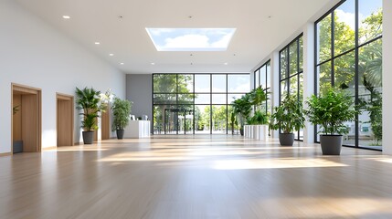 Obraz premium Bright and Airy Modern Interior of a State of the Art Educational Facility Designed to Harness Renewable Geothermal Energy and Foster Collaborative Learning and Innovative Thinking