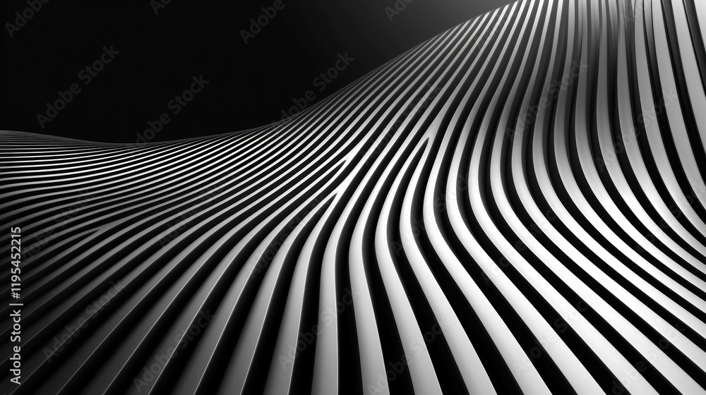 Aufkleber sleek black and white wavy lines create modern abstract design