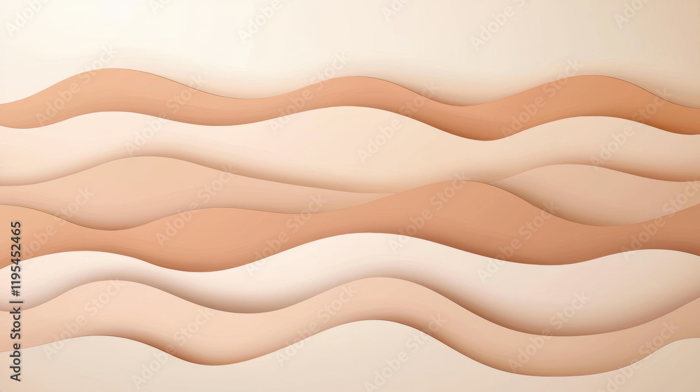 Fototapete smooth wavy patterns in warm tones create soothing background design