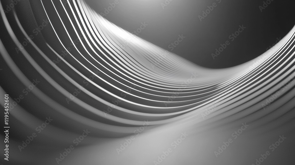 Aufkleber Sleek abstract lines create dynamic wave pattern in monochrome tones