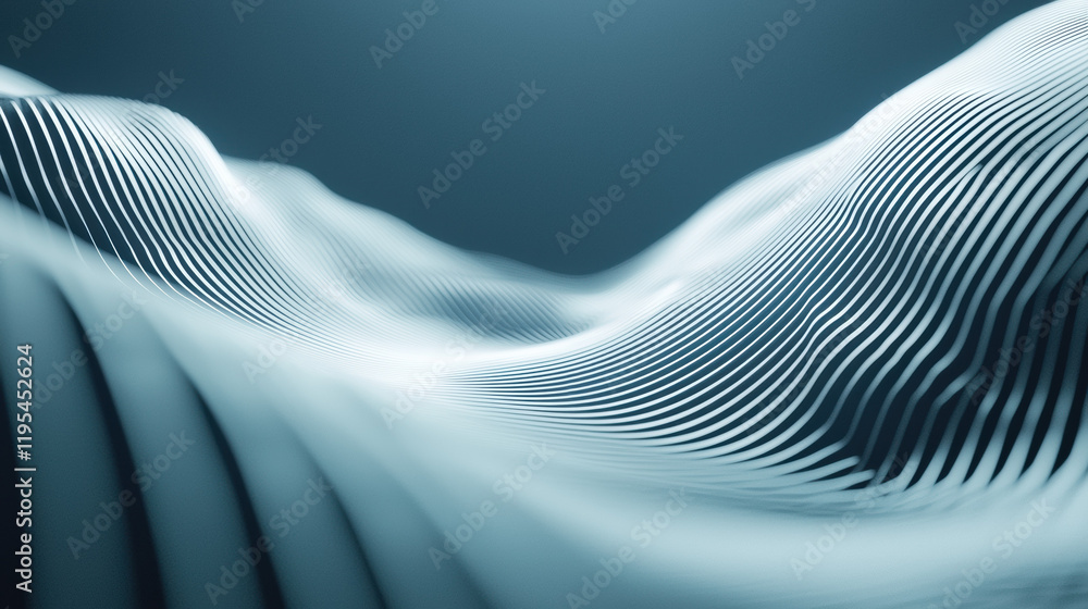 Leinwandbilder smooth flowing lines create serene wave like pattern in soft blue tones