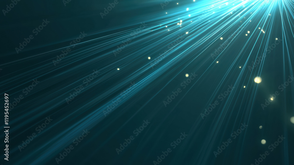 Leinwandbilder bright blue light rays create dynamic and vibrant background with sparkling particles