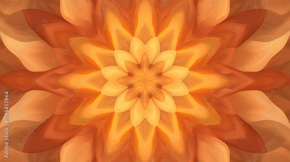 Aufkleber vibrant abstract floral design in warm orange and yellow tones, creating harmonious pattern