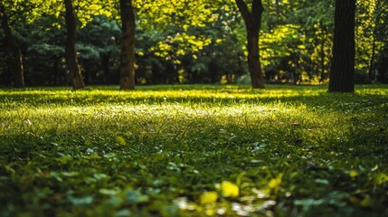 Obraz premium Sunlit Meadow in a Lush Green Forest