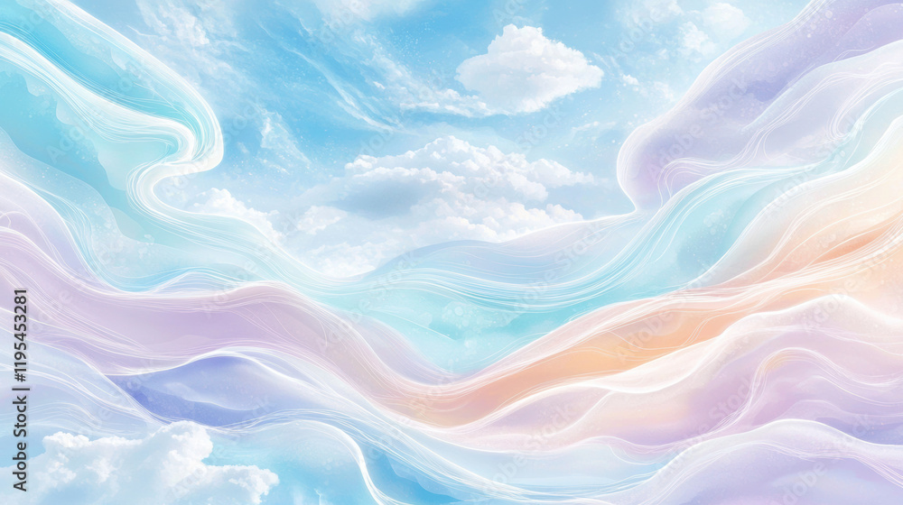 Aufkleber dreamy abstract clouds with soft pastel colors and flowing waves