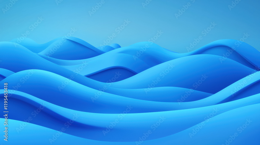 Aufkleber smooth blue waves create serene and calming abstract background
