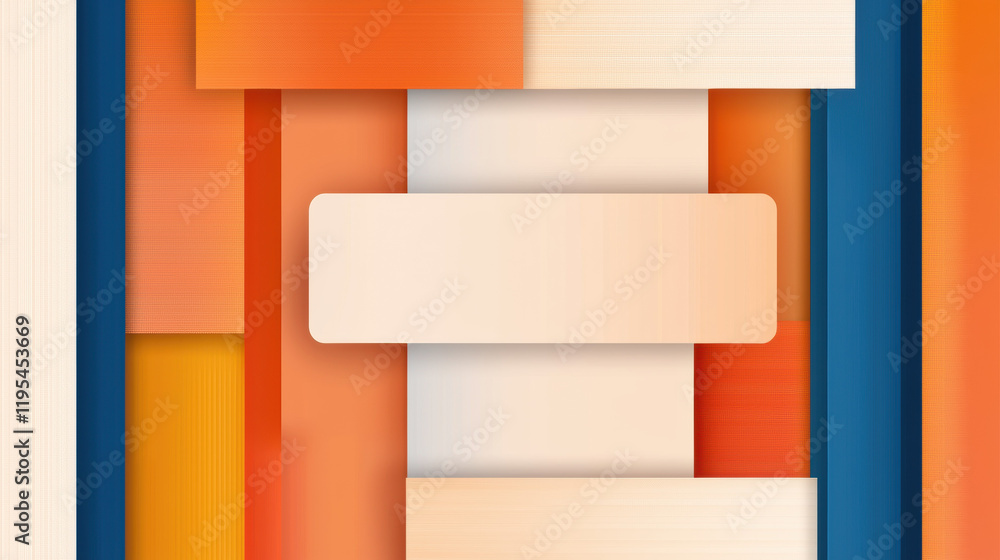 Poster modern abstract design with layered geometric shapes in orange and blue tones