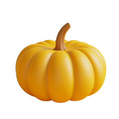 Vibrant Yellow Pumpkin: A 3D Render of Autumn's Delight