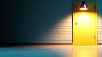 Illuminated Yellow Doorway Beckons Hopeful Future. AI Generated