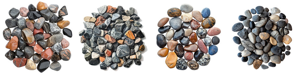 Gravel – Small, loose stones used in road construction or repair, often mixed with asphalt. Isolated on Clear White Background Highly Detailed 