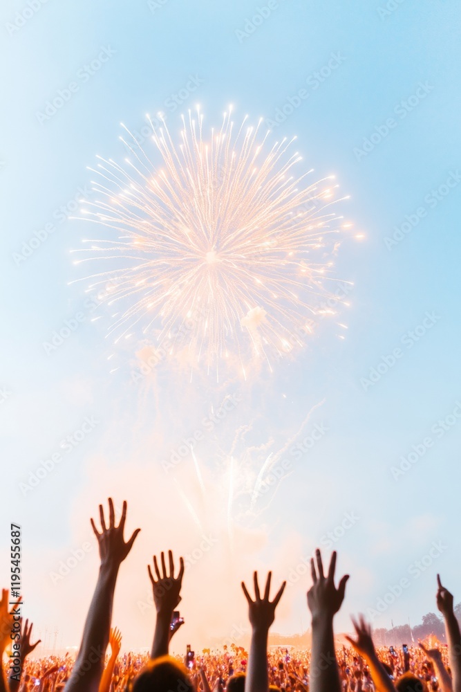 Aufkleber vibrant festival fireworks mesmerizing light display and cheerful crowd interaction for dynamic even