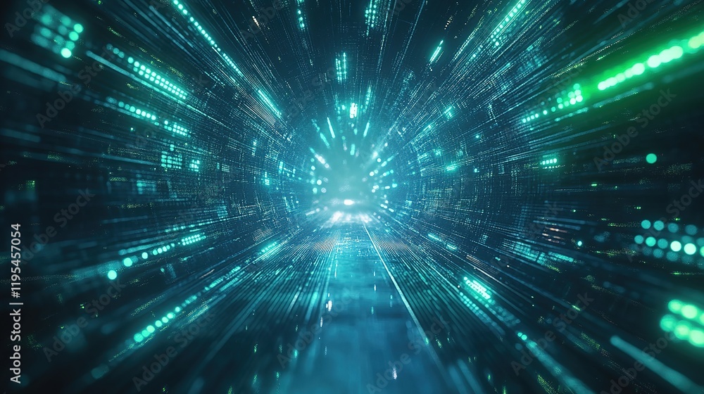 Poster dynamic data flow visualization in a futuristic environment digital art concept abstract technology 
