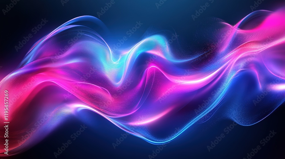 Poster dynamic color waves flowing in abstract design digital art environment vibrant background energy con