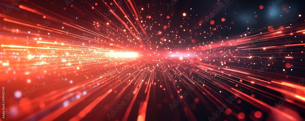 Poster dynamic light trails in abstract space digital art high energy environment close-up view modern visu
