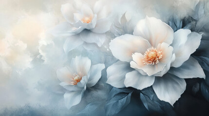 Floral Realistic Art in Misty Fog