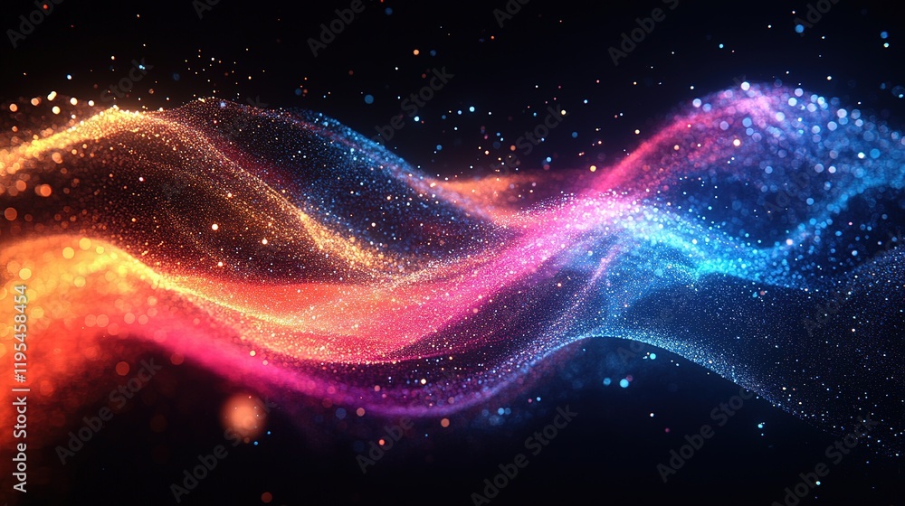Aufkleber dynamic colorful waves abstract visualization digital art dark background artistic perspective vibra
