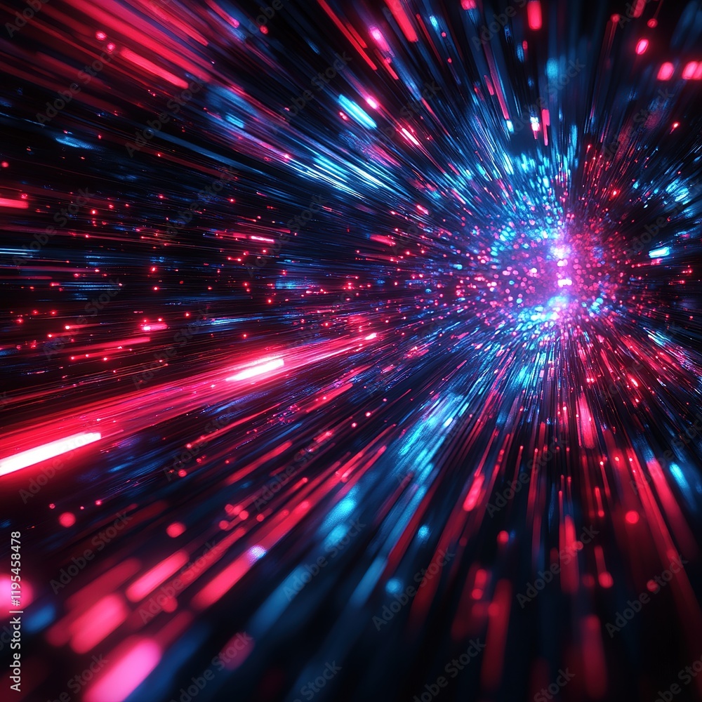 Poster dynamic light speed explosion digital space visual art futuristic environment abstract perspective m