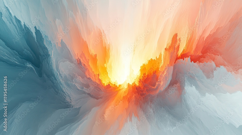 Poster dynamic abstract explosion of colorful light digital art vibrant environment bright viewpoint concep