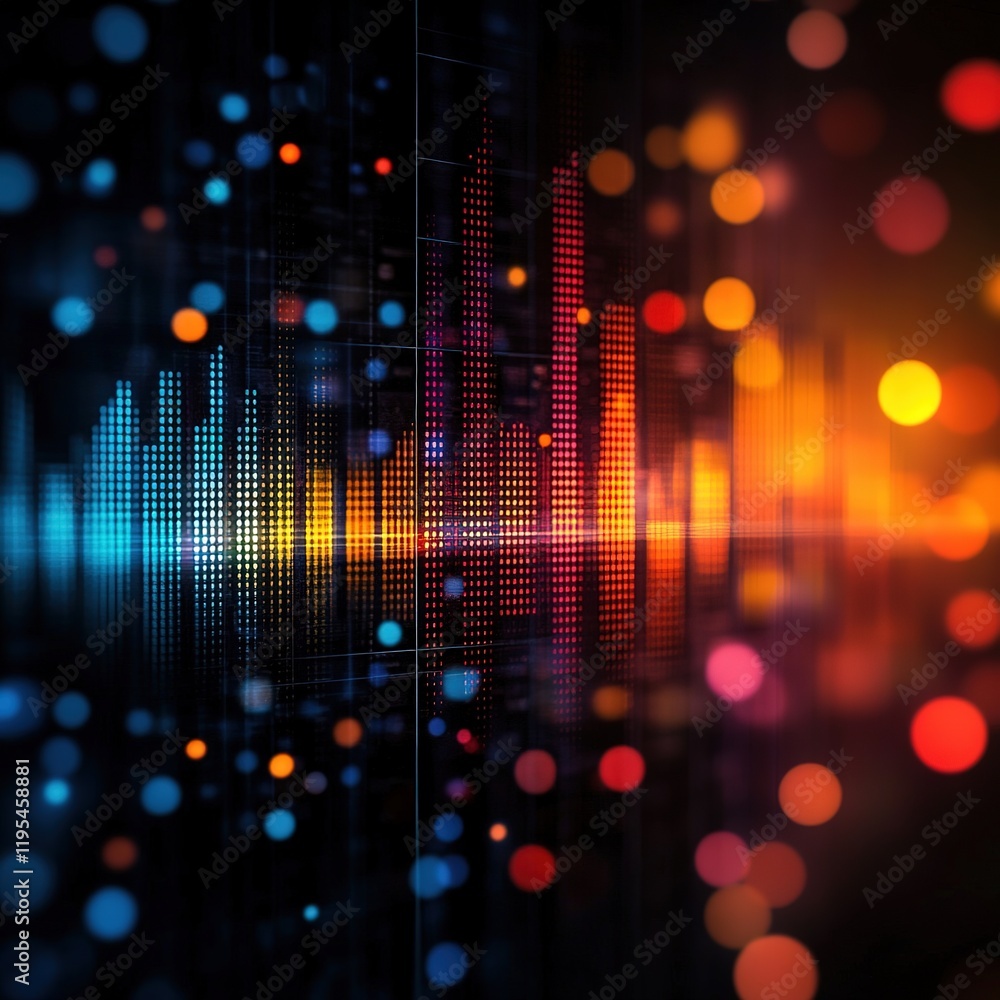 Poster dynamic sound waves visualization digital art studio abstract content vibrant environment artistic p