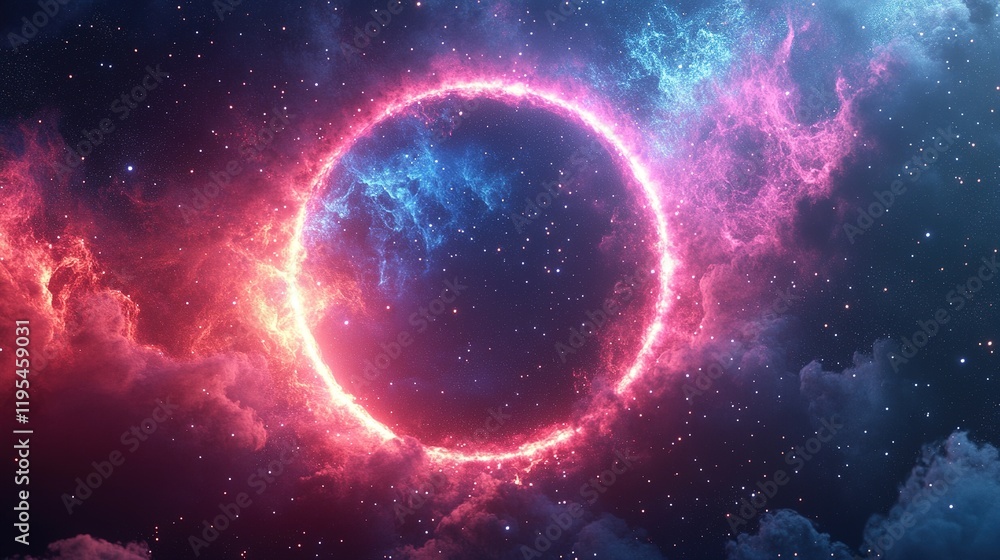 Poster cosmic explosion event space digital art nebula environment wide angle view stellar concepts