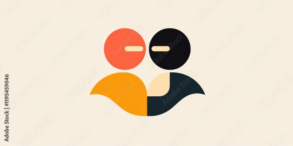 Poster abstract design features two stylized figures in red and black, showcasing a sense of togetherness t