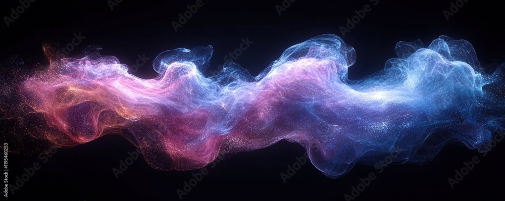 Poster dynamic colorful smoke flow abstract art digital graphics dark background artistic perspective creat