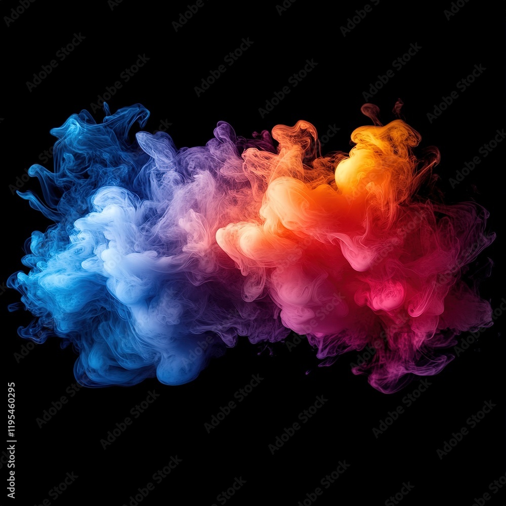 Poster dynamic colorful smoke patterns abstract art digital creation dark background artistic viewpoint vis