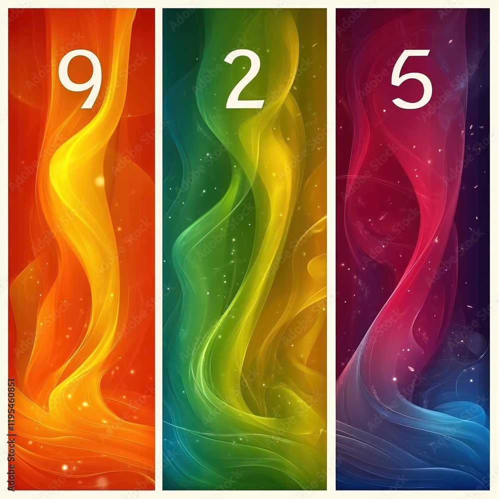 Poster dynamic abstract color waves digital artwork vibrant background modern design visual concept