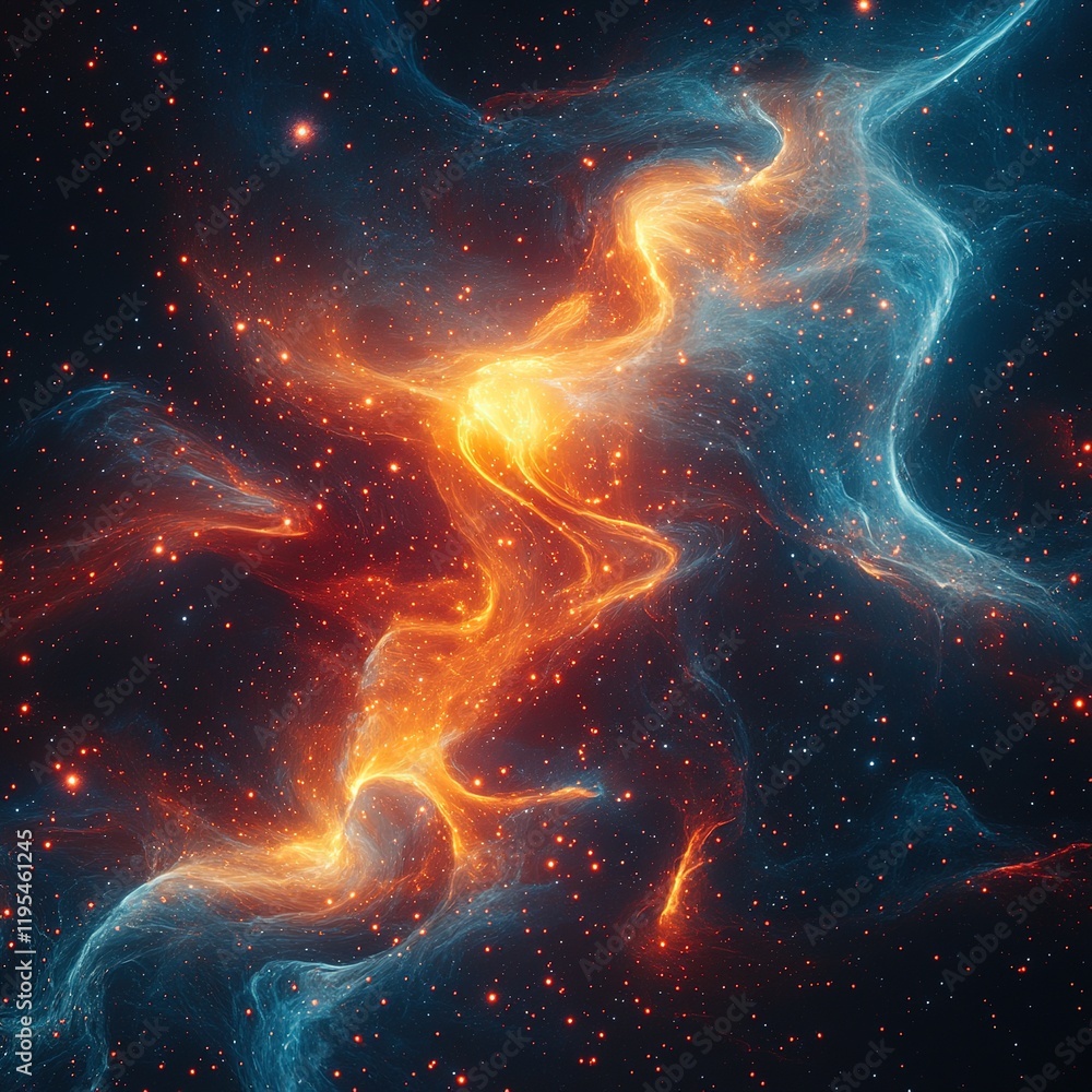 Poster cosmic explosion of color outer space digital art universe abstract stellar phenomenon