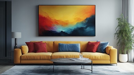 Modern living room design cozy urban apartment interior photography bright environment clean viewpoint aesthetic comfort