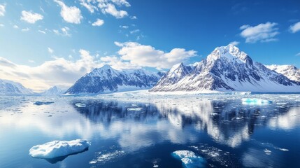 Stunning Mountain Landscape with Melting Glaciers and Reflections
