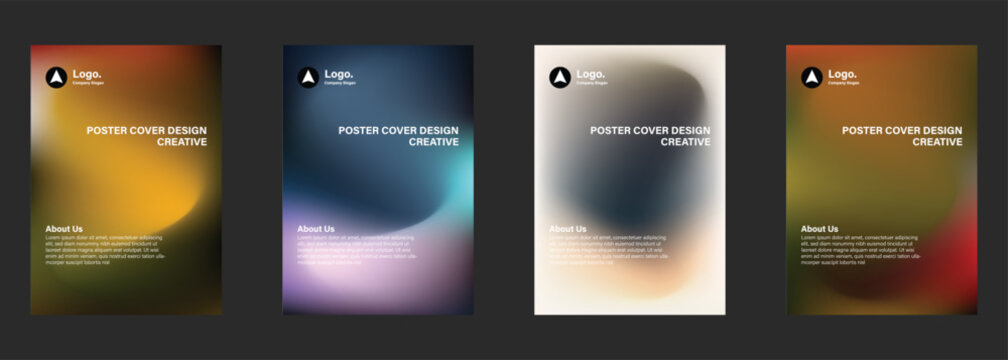 Creative Poster Cover Designs Gradient Backgrounds, Logo, About Us