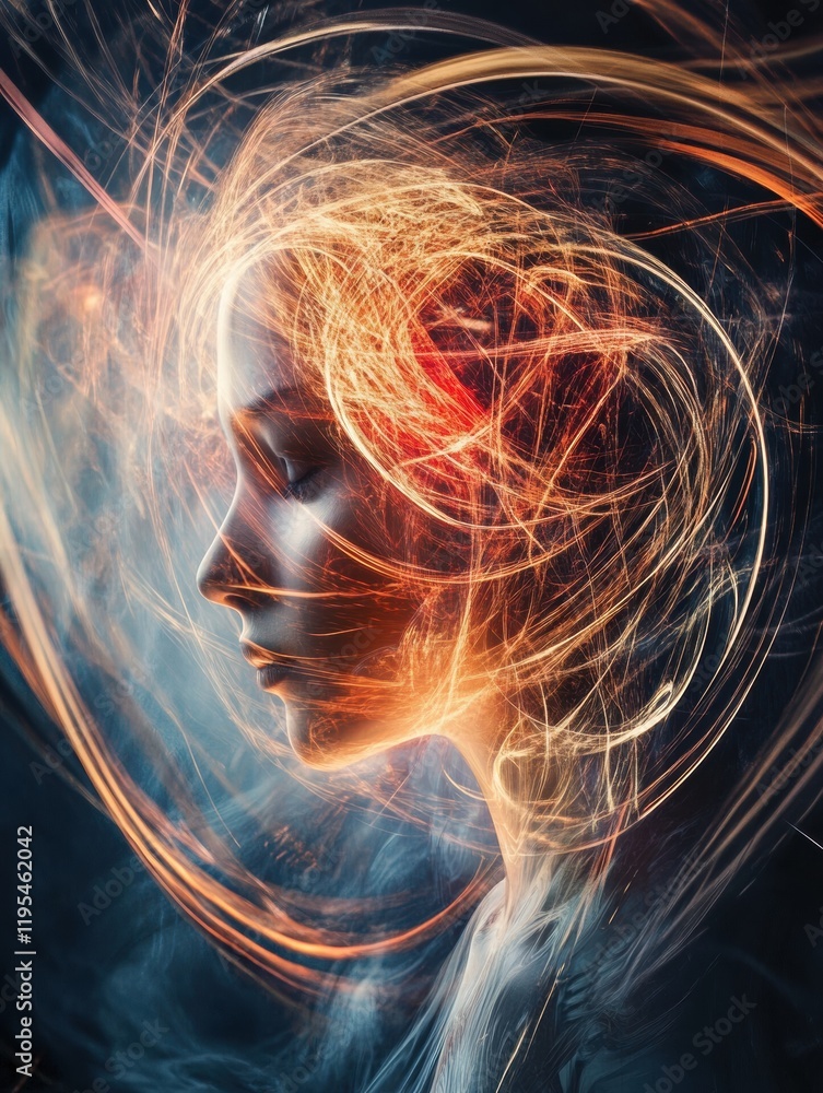 Leinwandbilder person immersed in vibrant swirling lines and abstract shapes creating a captivating visual experien