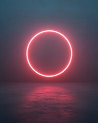 Neon Circle in Dark Space Embracing Futuristic Digital Aesthetics