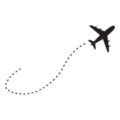Airplane route in dotted line shapeplane and its track on white background vector illustration