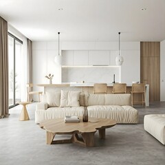 Frame mockup, Living room wall poster mockup. Interior mockup with house background. Modern interior design. 