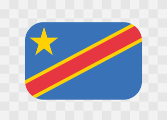 Democratic Republic of the Congo flag - rounded rectangle colorful flag representing a country cultural identity and heritage. The essence of national pride and unity. Vector flag on transparent