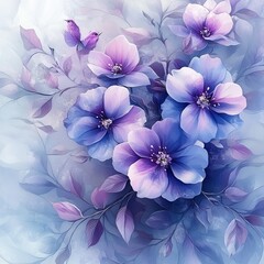 A seamless pattern of purple and blue flowers, perfect for artistic or decorative purposes.